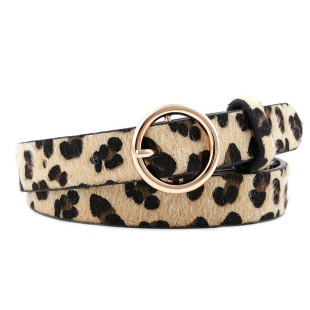 1 1/8 Womens Gold Elephant Family Buckle on Quality Patent Leopard Print Belt 